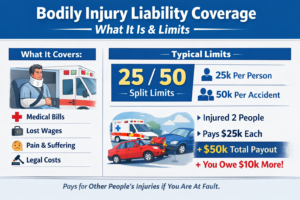 Bodily injury liability coverage explained with injuries, limits, and claim payments