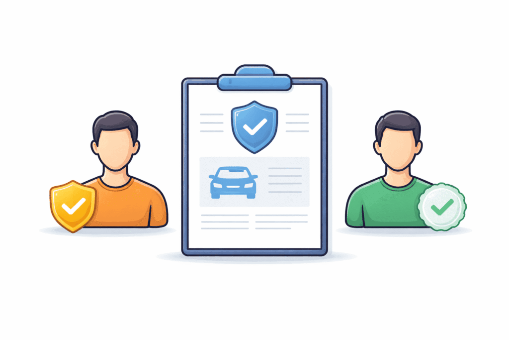Illustration comparing a named insured and a listed driver on a car insurance policy