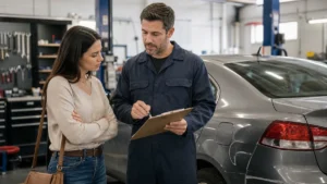 Driver choosing their own repair shop after an insurance claim.