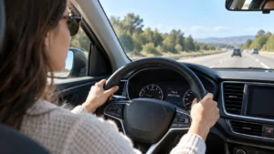 Driver checking odometer to understand how annual mileage can affect car insurance cost