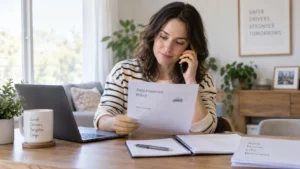Driver asking insurer a question without opening a claim while reviewing a car policy